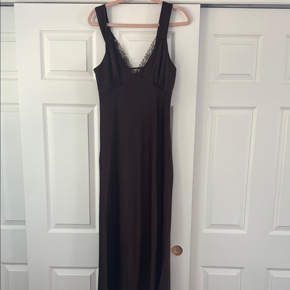 Closet Cleanout ⭐️ Chocolate Brown Satin Dress